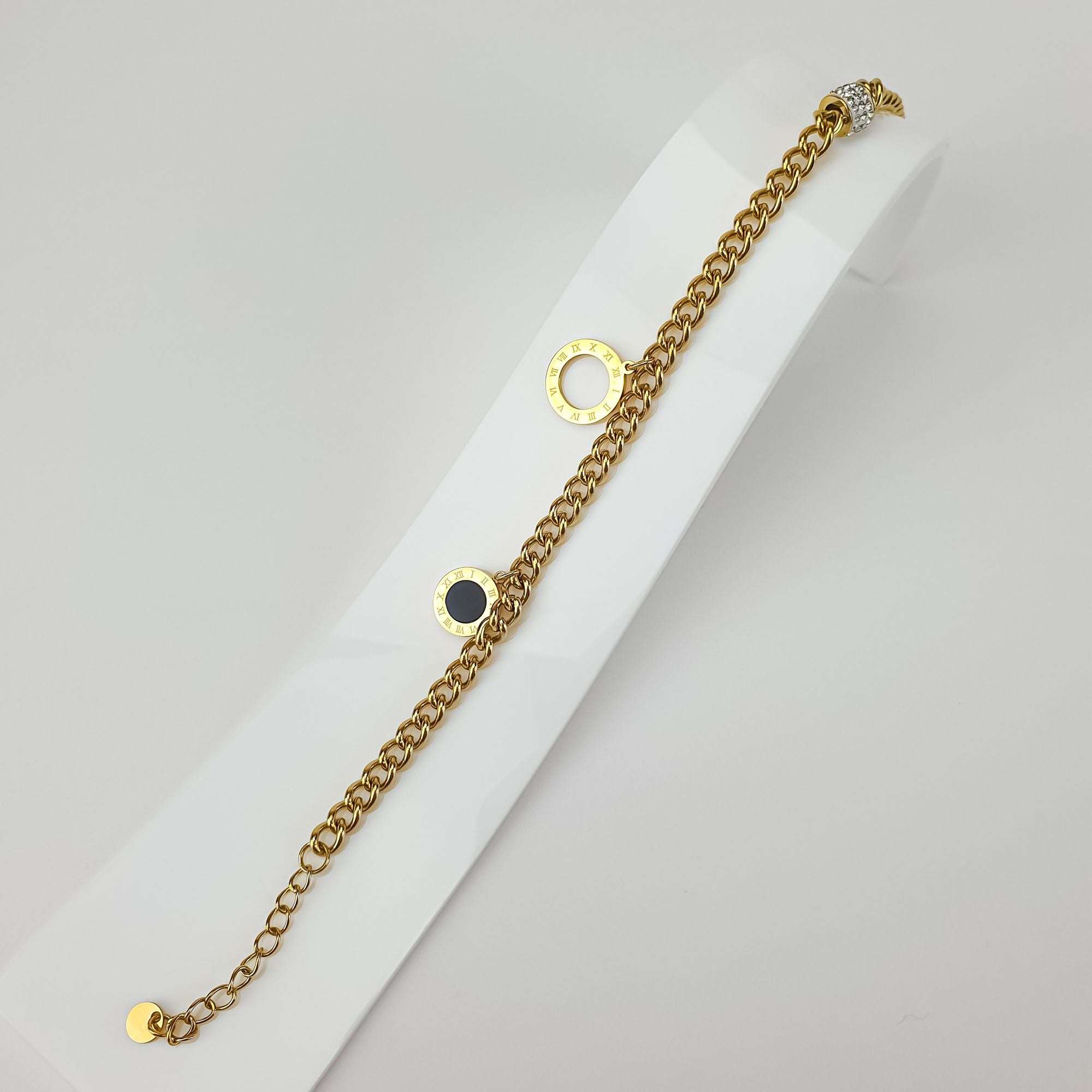 Sieviešu rokassprādze ar balto apli no medicīniskā tērauda