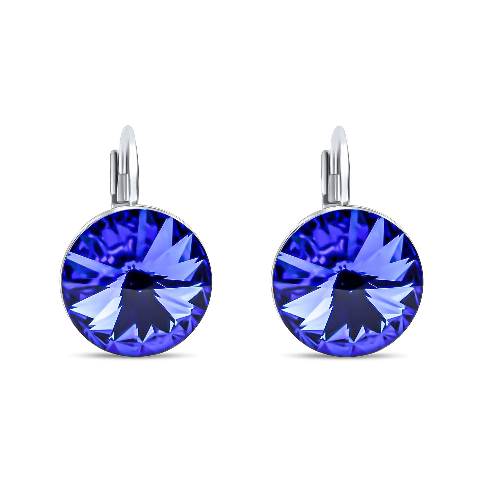 Auskari ar koši zilajiem Swarovski kristāliem un franču aizdari