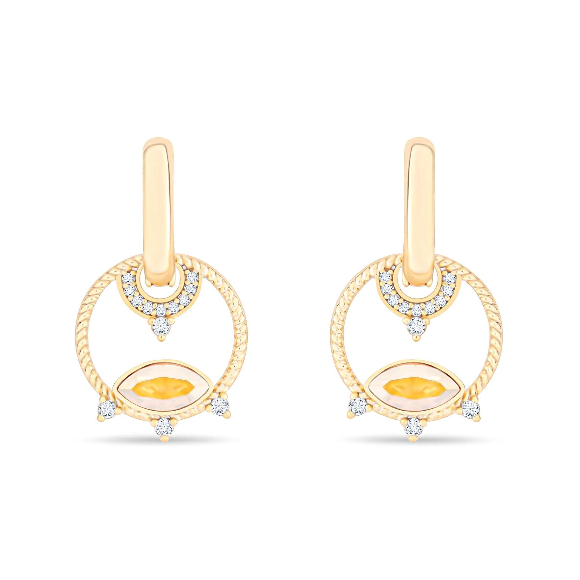 Eleganti auskari no medicīniskā zelta ar dzeltenu Swarovski akmeni un kristāliem