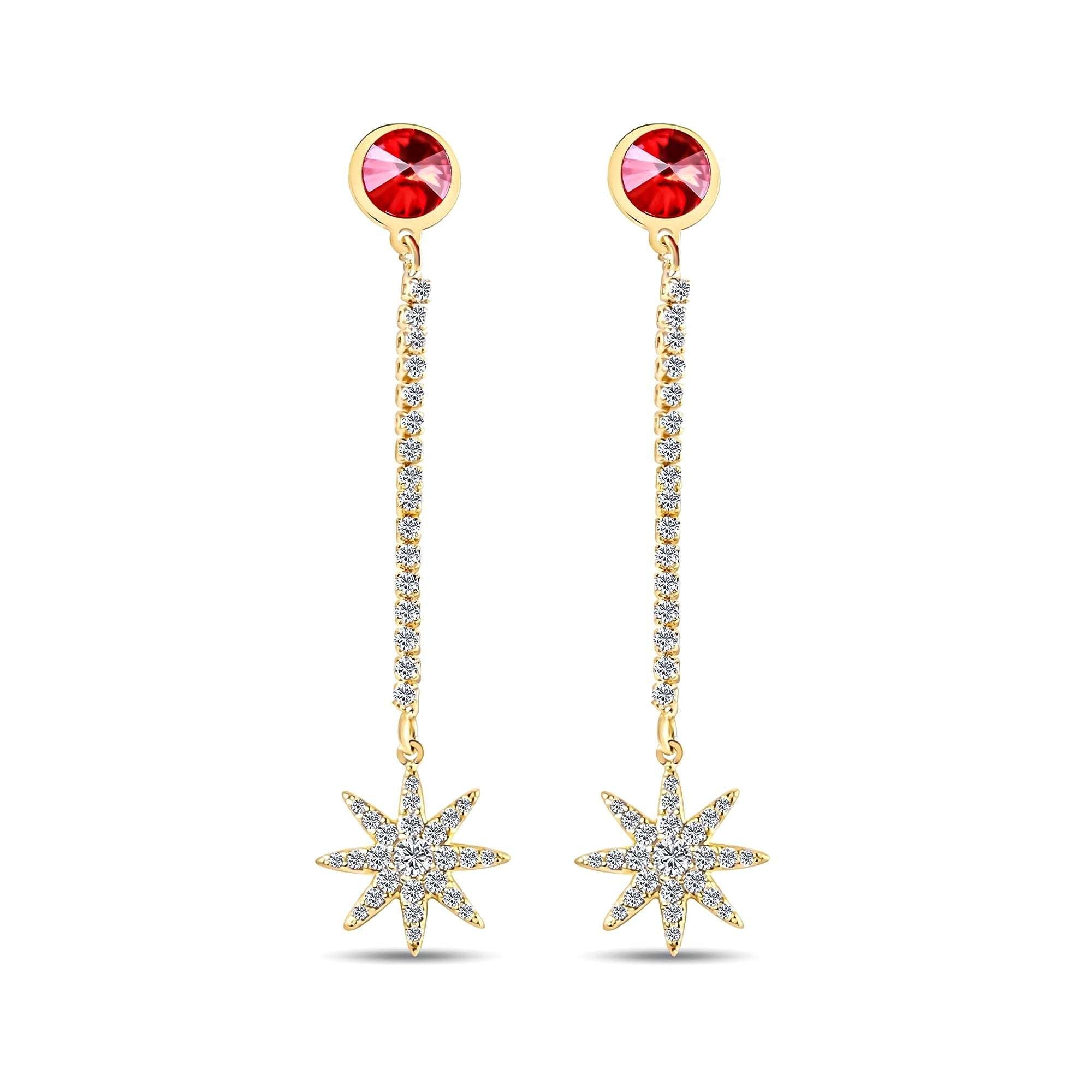 Garie auskari ar Swarovski kristāliem un 18K zelta pārklājumu