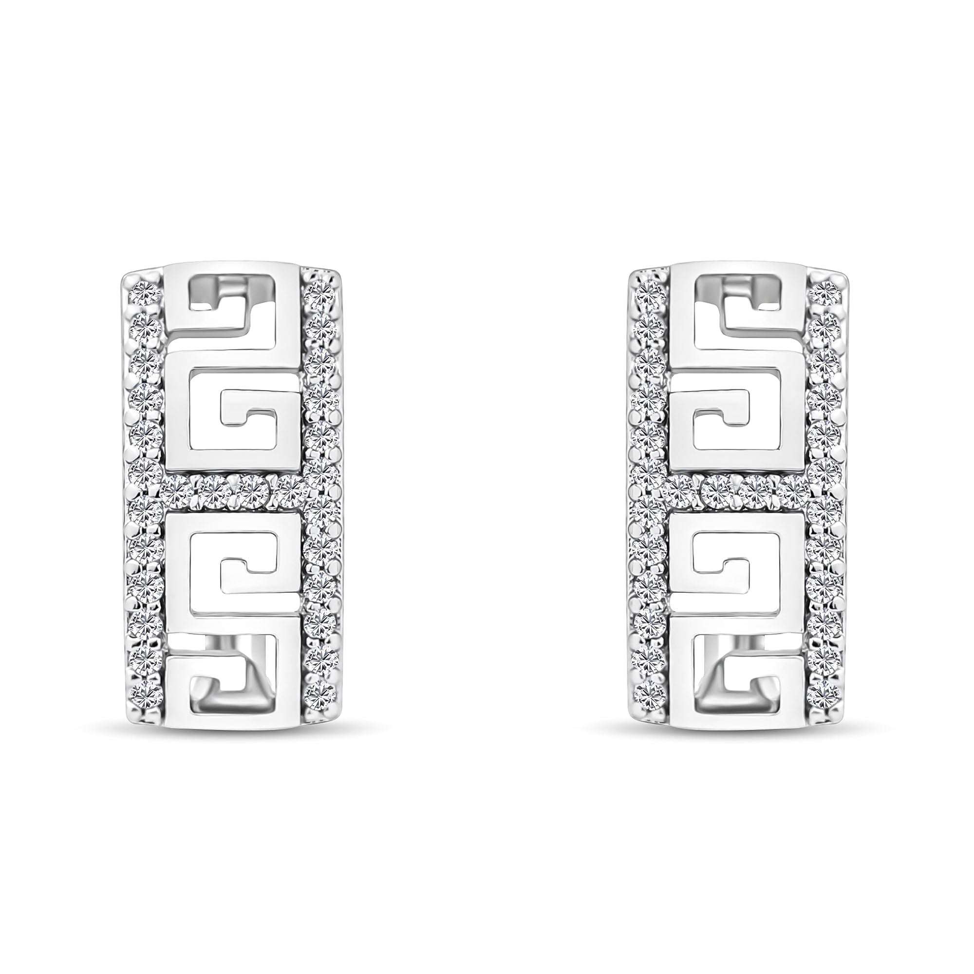 Sudraba krāsas auskari ar angļu slēdzeni un kristāliem – ROTAS69