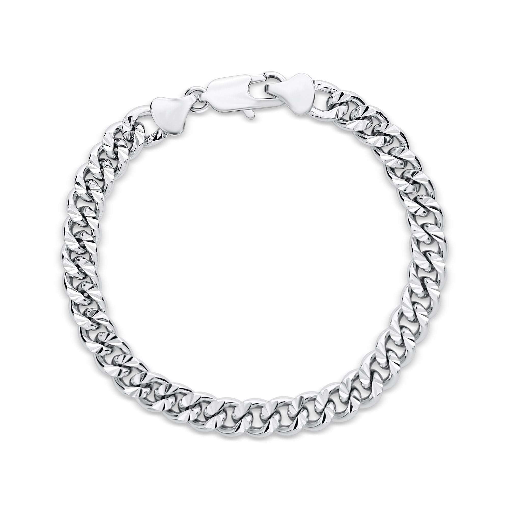 Klasiska ķēdes rokassprādze vīriešiem spīdīgā sudraba tonī