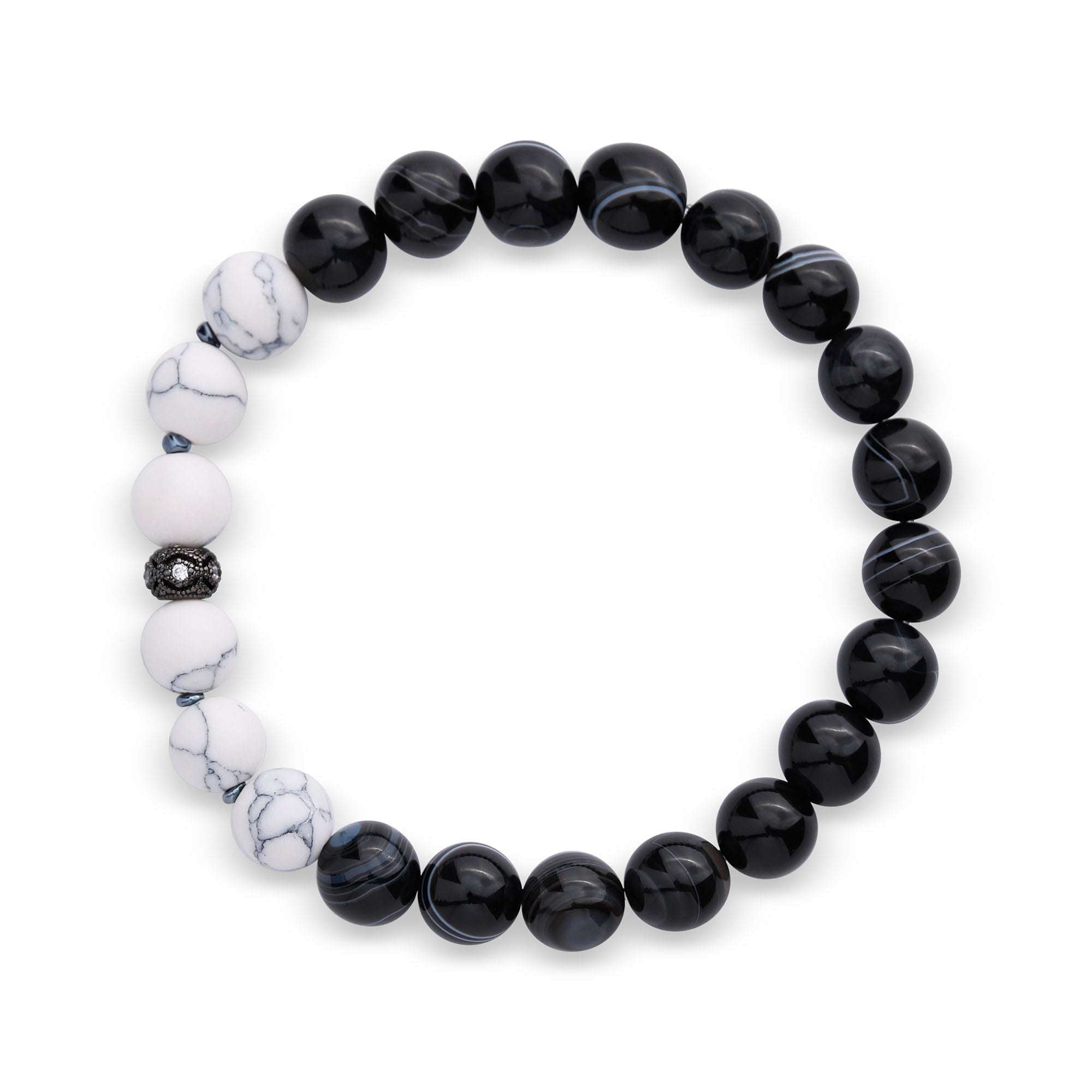 Elastīga rokassprādze ar dabīgo akmeņu kontrastu