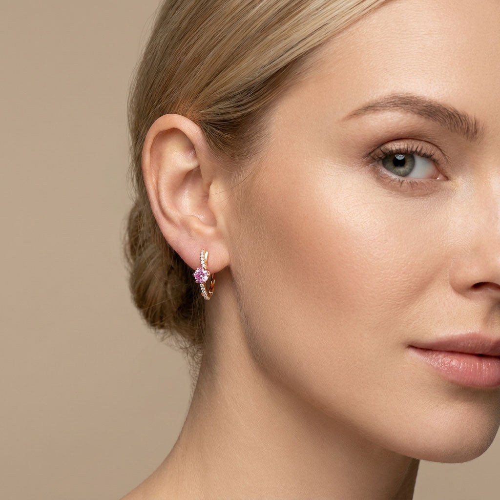 Smalki auskari svētku koptēlam ar cirkoniem