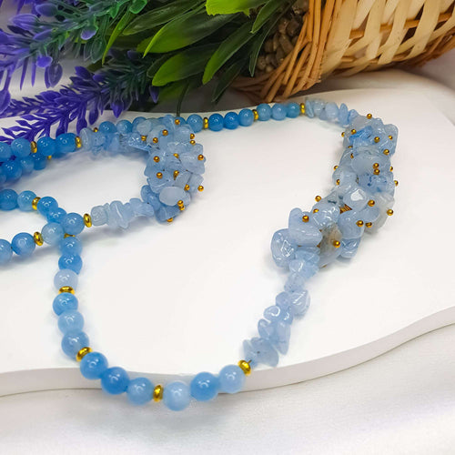 Rokassprādze ar zilām bumbiņām, šķembu posmu un pagarinātāju