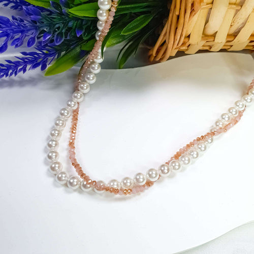 Pērļu kaklarota ar divām paralēlām lodīšu virknēm