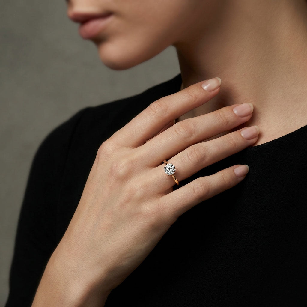 Кольцо чистой формы с выразительным белым цирконом