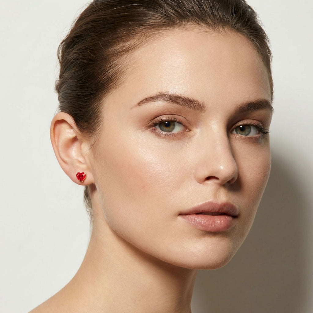 Чувственный сердечный мотив в серьгах-гвоздиках