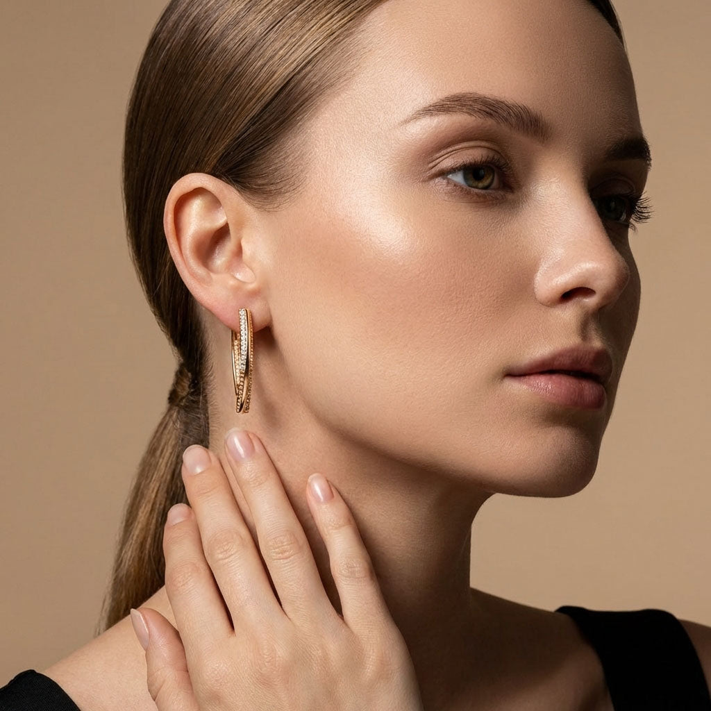 Сверкающие серьги с цирконами
