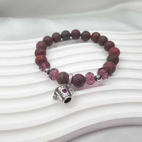 Sieviešu aproce no dabīgā Agua Nueva agāta un granāta krāsas stikla