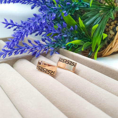 Grieķu stila auskari ar tumšu emalju un drošu angļu aizdares mehānismu