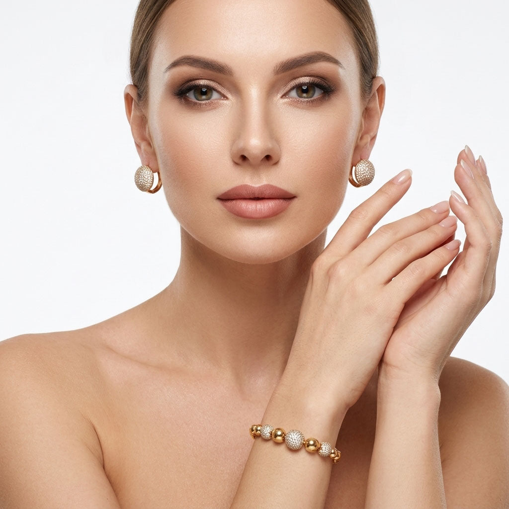 Paauksuotas papuošalų komplektas „Auksinė sfera“