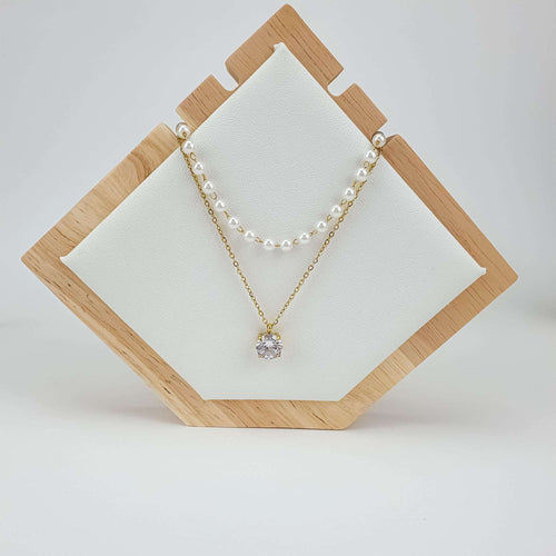 Elegantā kaklarota ar kristālu un pērlītēm