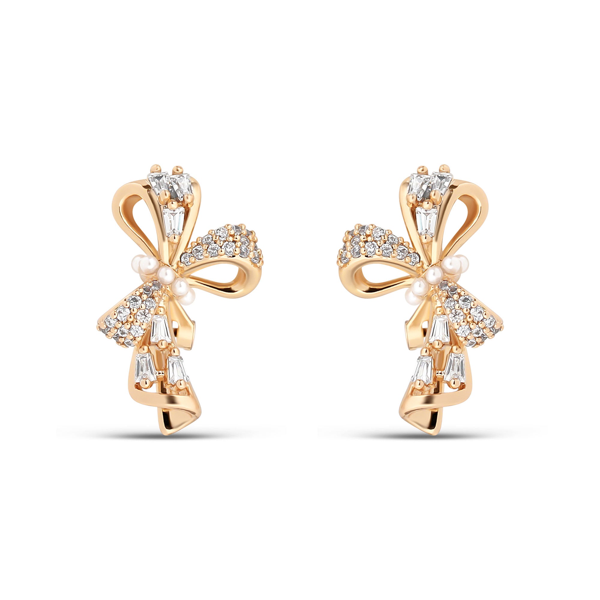 Zelta toņa bantītes auskari ar 18K pārklājumu