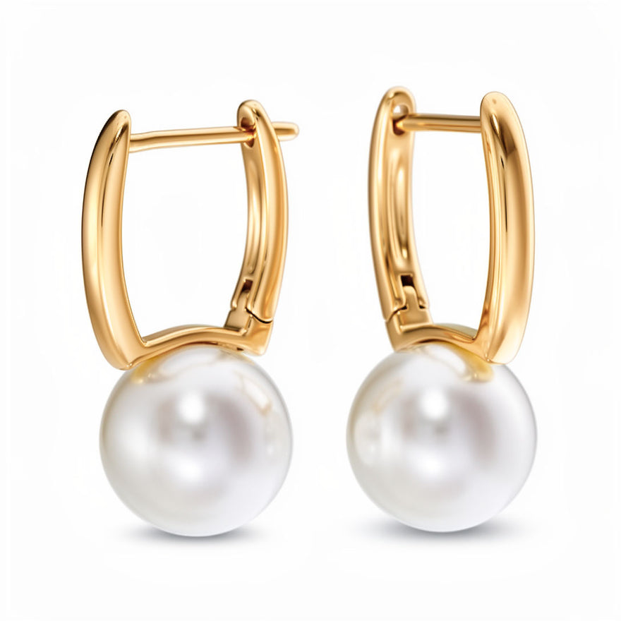 Серьги с жемчужным акцентом и покрытием 18K золота