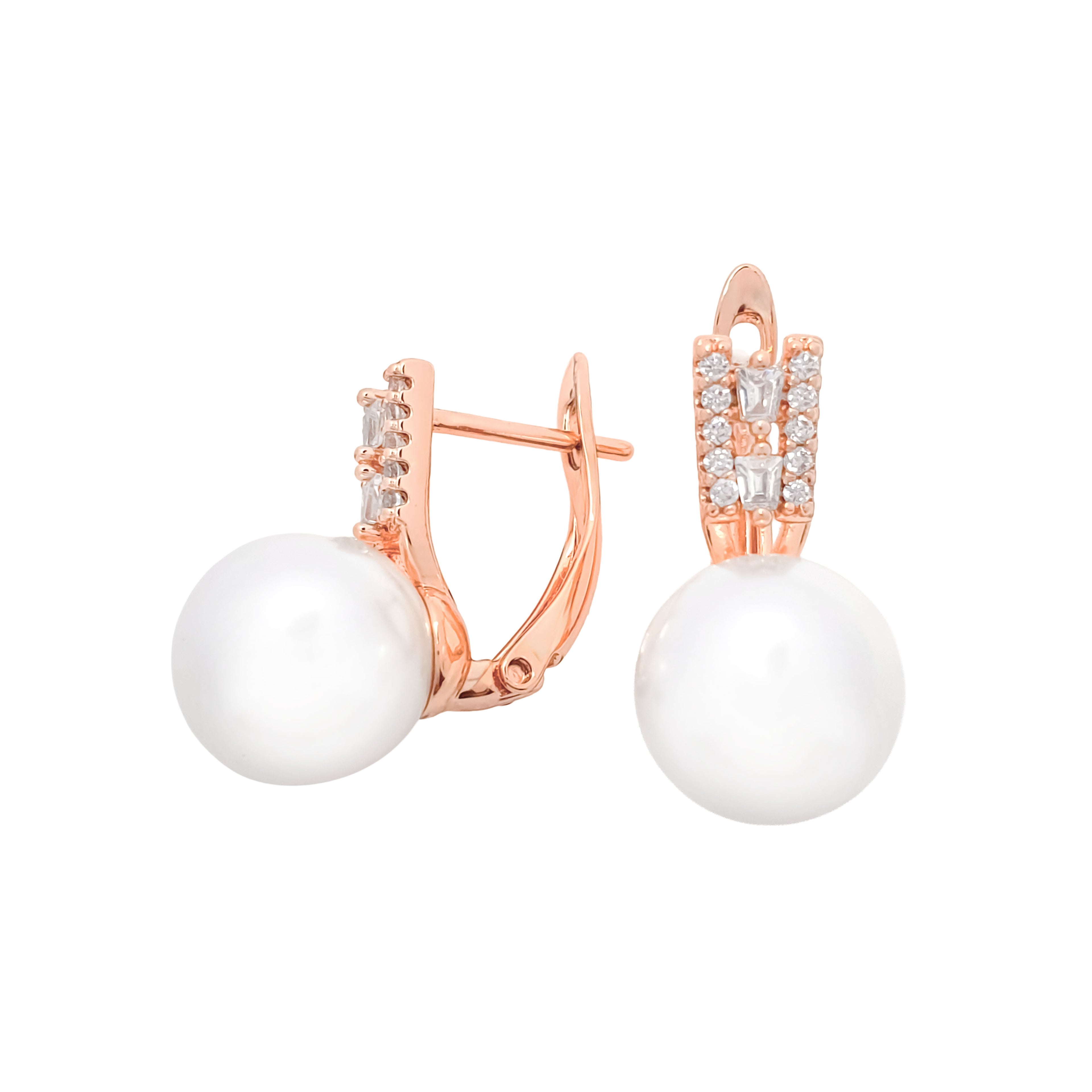 Auskari ar apaļu pērli un spīduma joslu priekšpusē