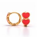 Riņķa auskari ar sarkanu sirds formas emalju