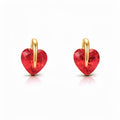 Sirds formas auskari ar sarkanu cirkona akmeni