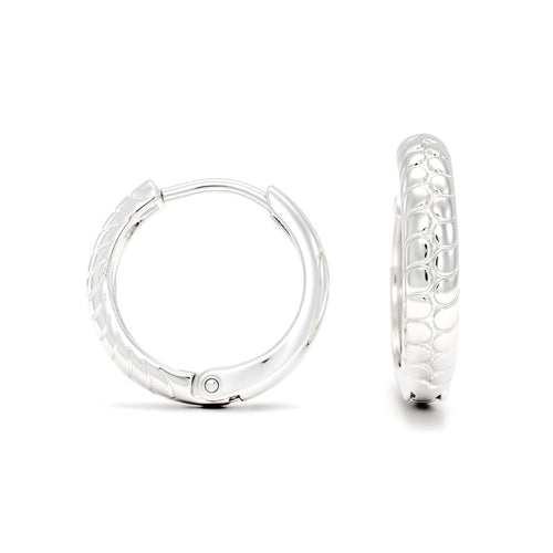 Teksturēti riņķu auskari ar platīna pārklājumu un sudraba mirdzumu