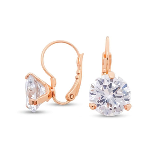 Apzeltīti sieviešu auskari ar apaļu cirkonu un franču aizdari