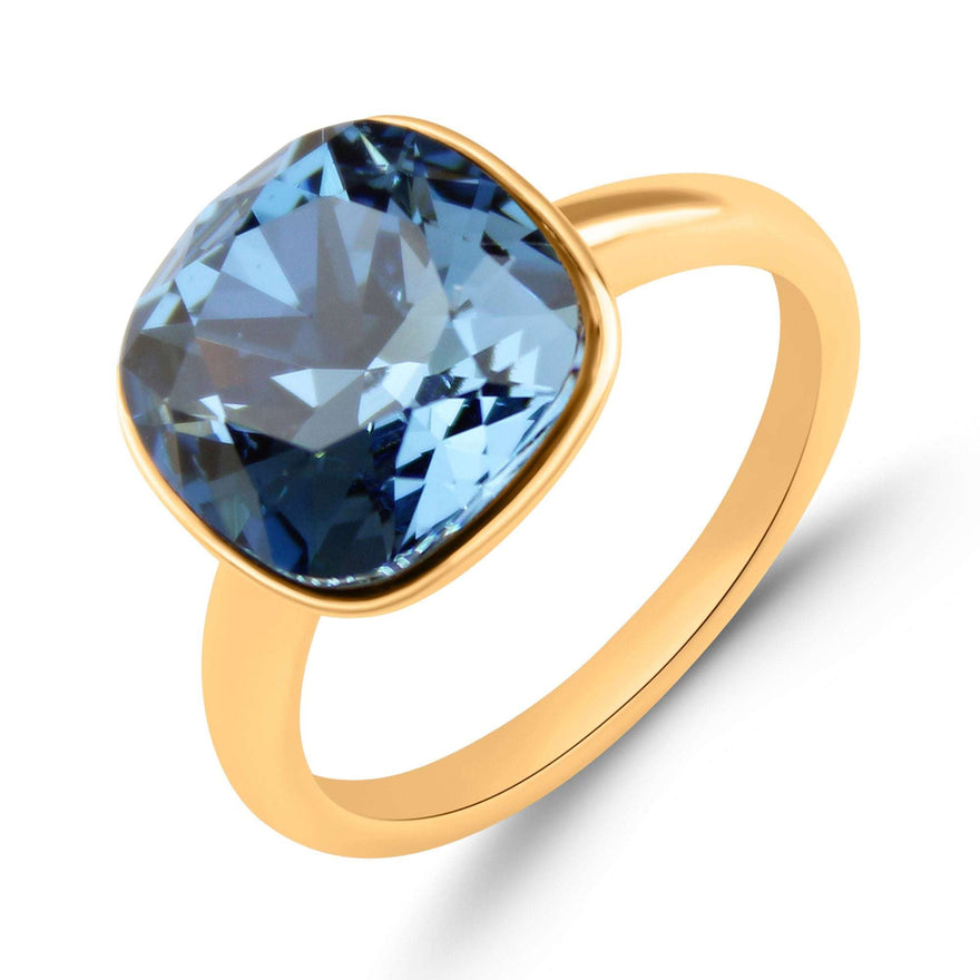 Žiedas su mėlynu Swarovski kristalu