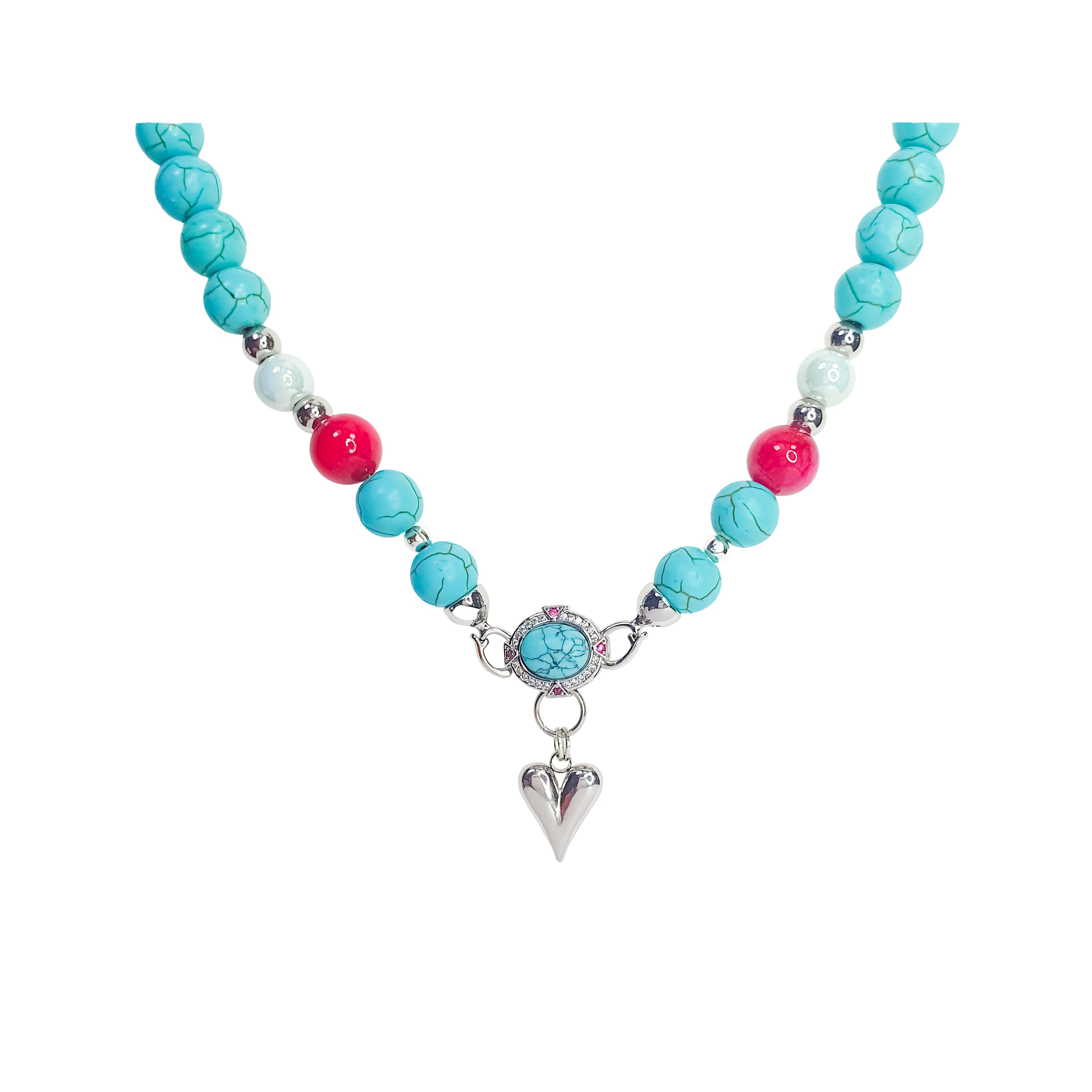 Tirkīza krāsas haulīta imitācijas kaklarota