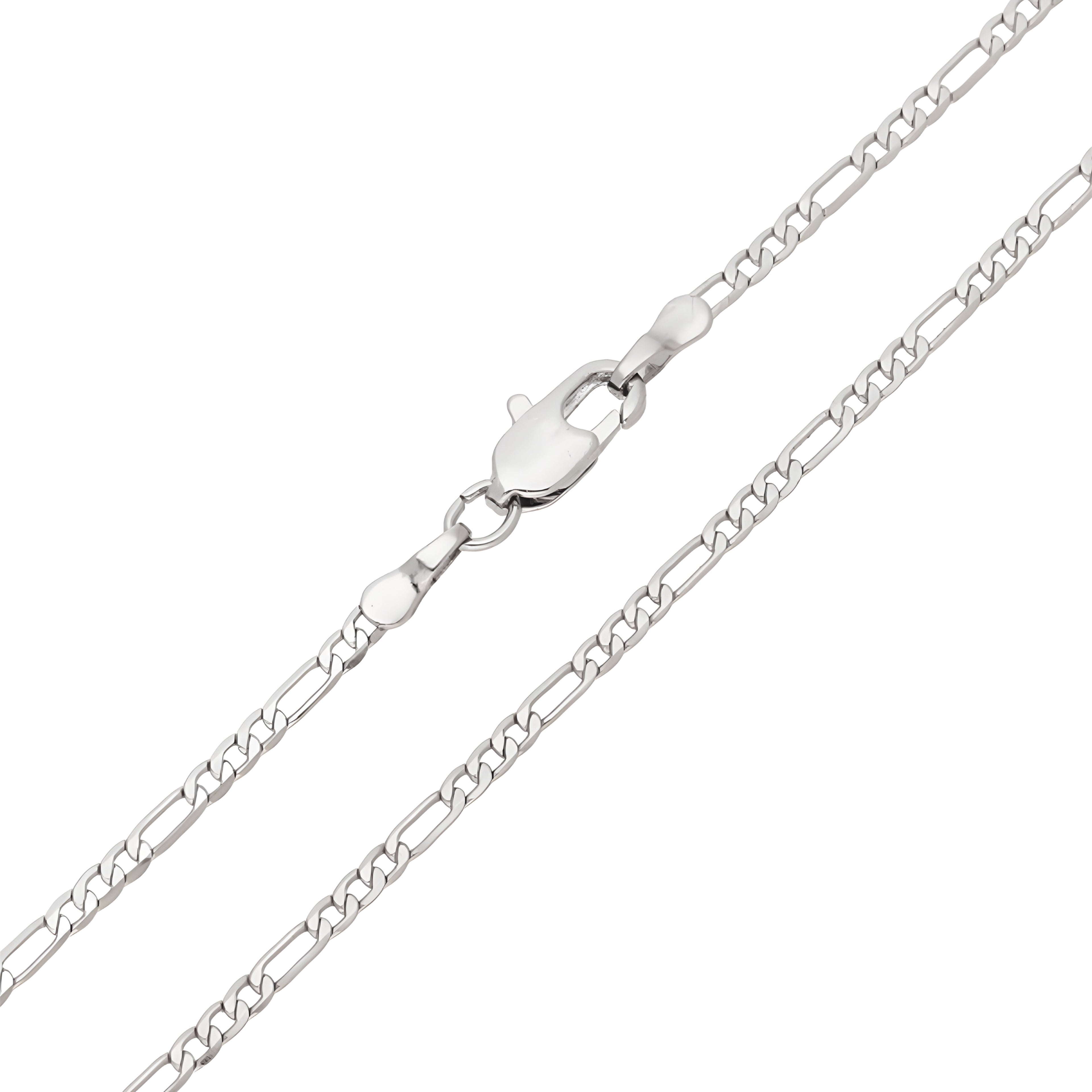 Sudraba krāsas Figaro pinuma ķēdīte ar karabīnes aizdari