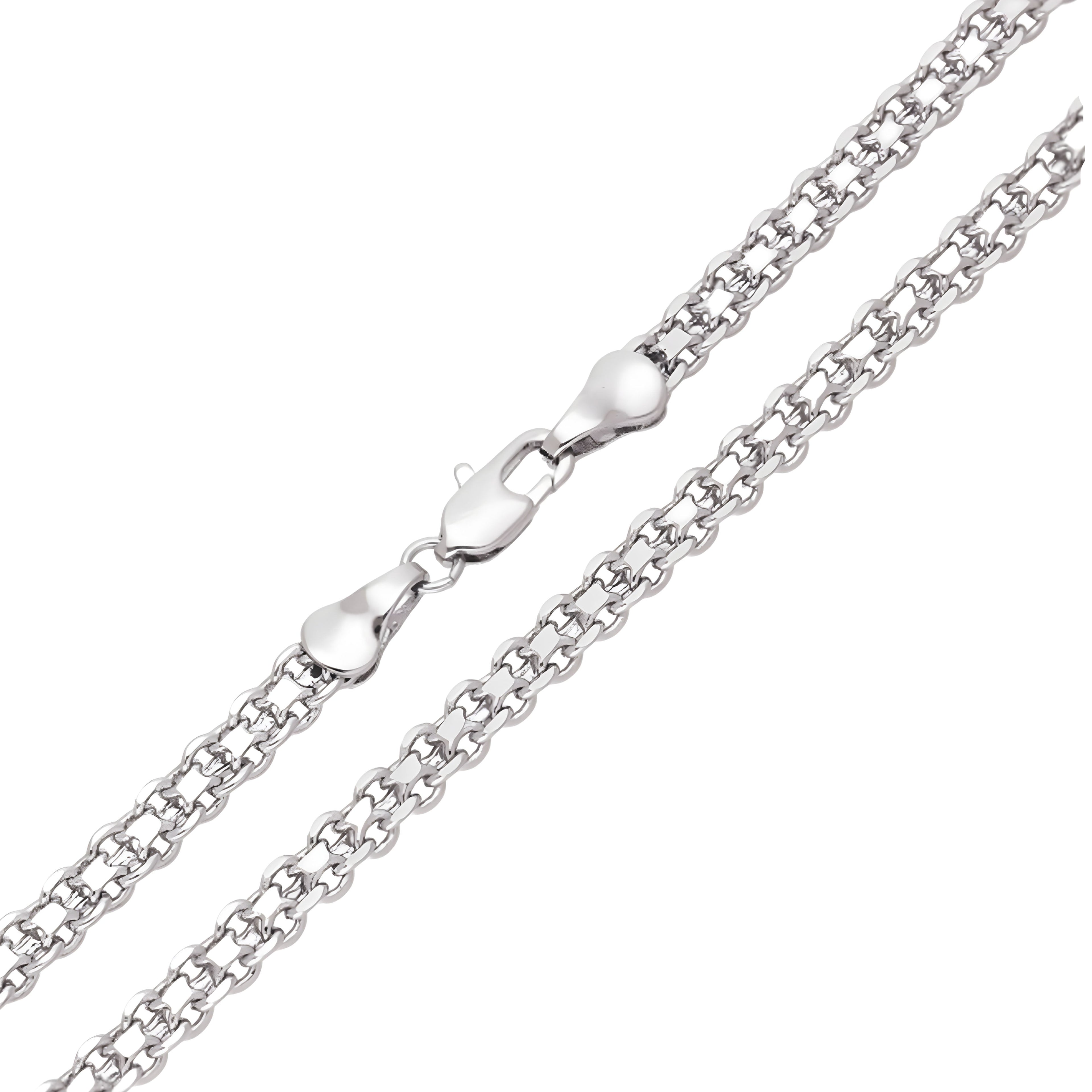 Sudraba krāsas Bismarka pinuma ķēdīte 4 mm platumā