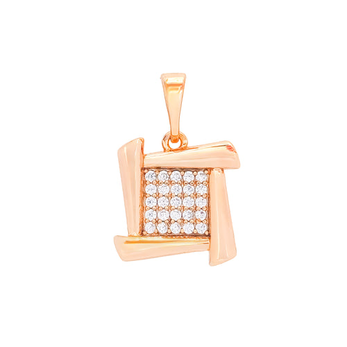 Zelta krāsas ģeometrisks kulons ar kvadrātveida cirkonu centru