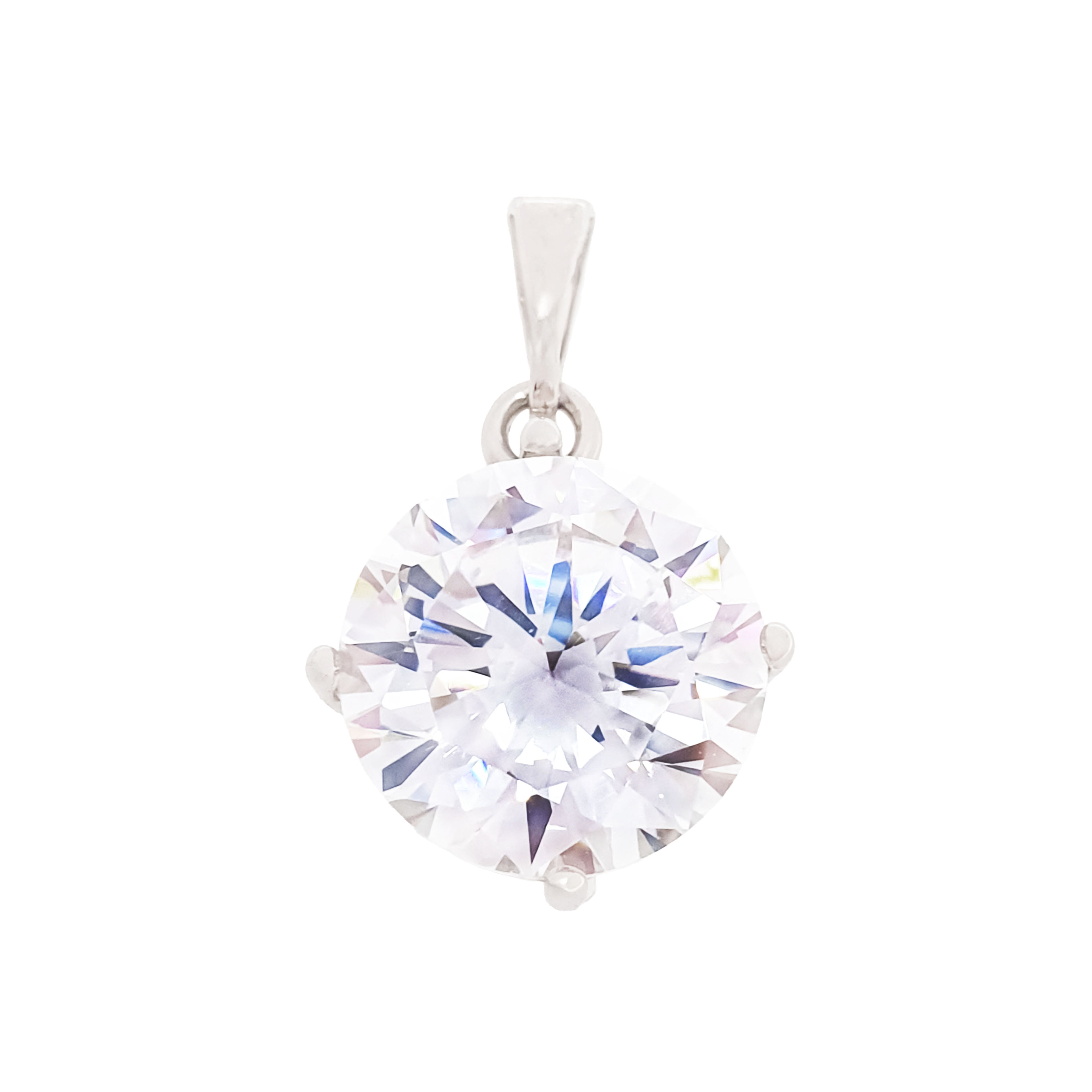 Liela izmēra apaļš cirkona kristāls ar četriem stiprinājumiem sudraba tonī