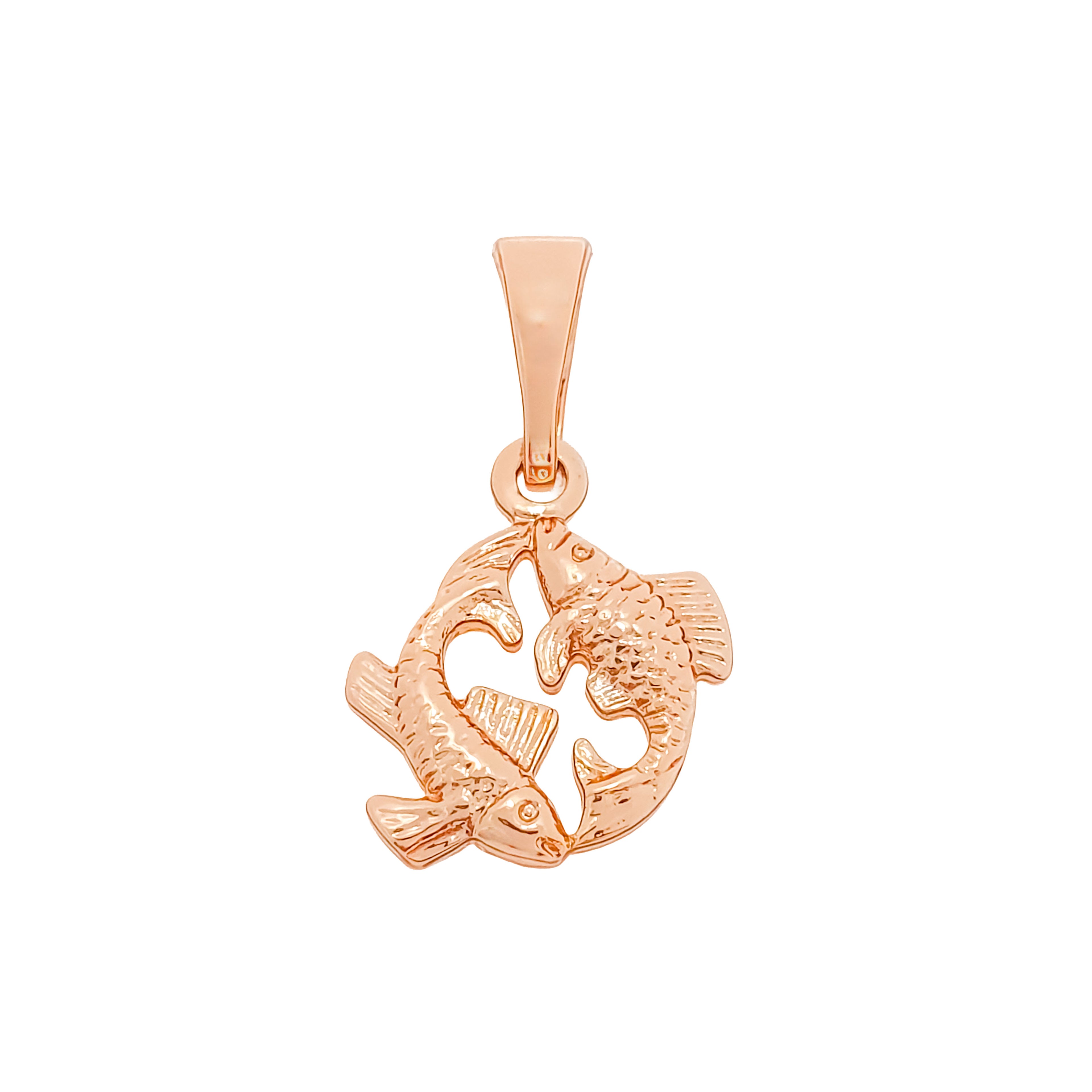 Zivju zīmes dekoratīvs kulons zelta krāsā ar ērtu stiprinājuma vietu