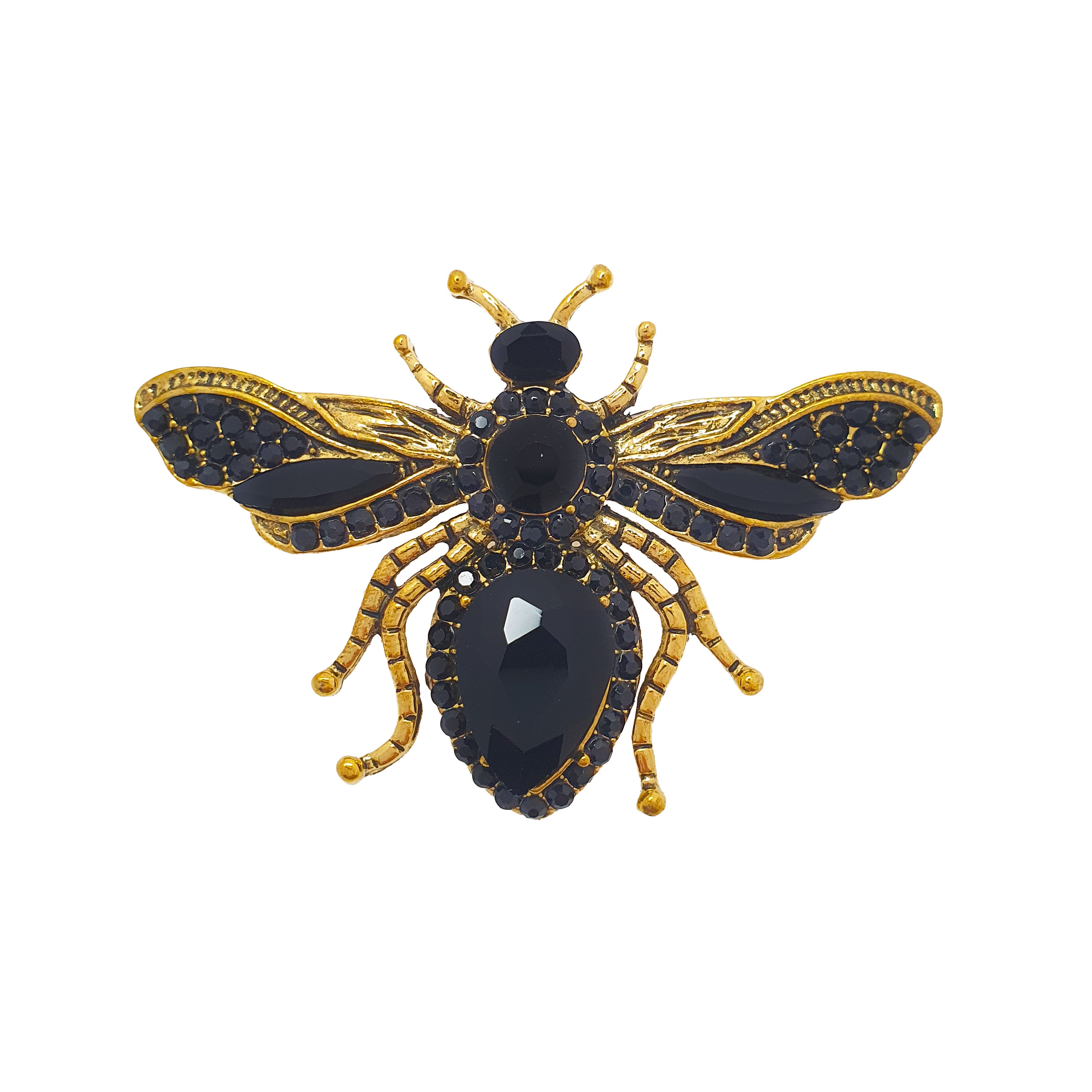 Bites formas piespraude ar melniem ielaidumiem un zelta toni