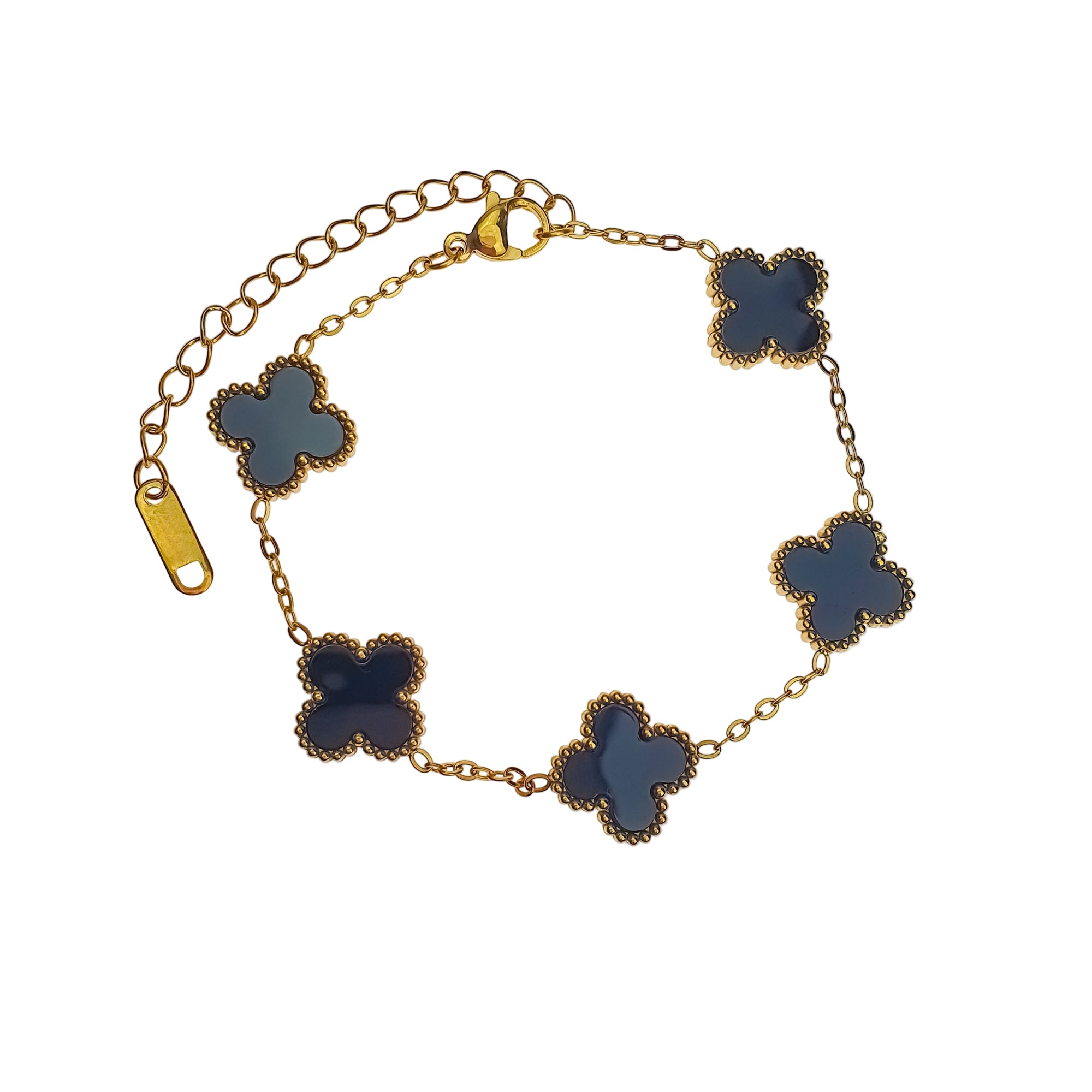 Melnas emaljas četrlapu rokassprādze